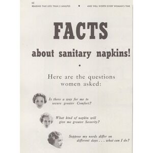 Vintage 1938 Kotex Sanitary Napkins Print Ad Women's History Feminine Hygiene